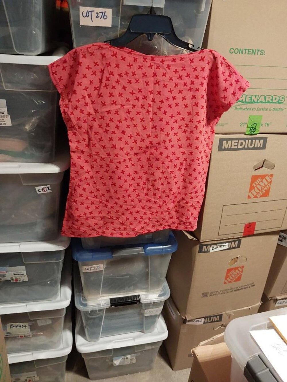 Women Pink Short Sleeve Top All Over Small Red Cross Size M